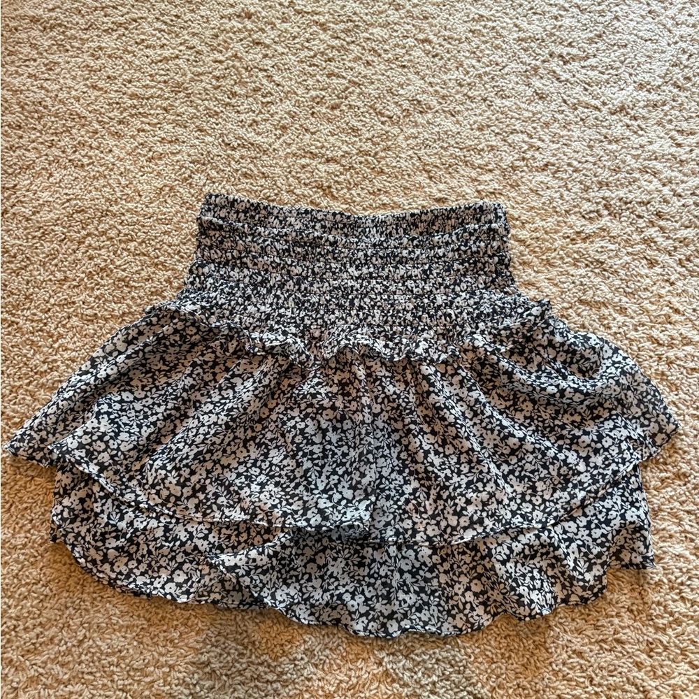 Sienna Sky Black and White Floral Mini Skirt